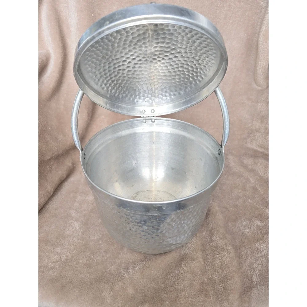 Vintage Italian Hammered Aluminum Ice Bucket SB-501 Made in Italy Mid Century